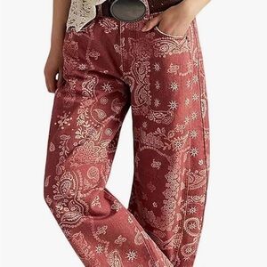 Paisley Print Red Jeans